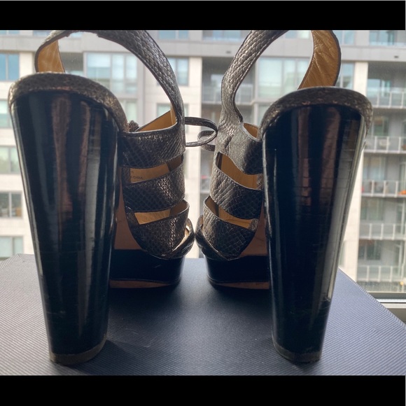 Coach Moreen Metallic Pewter Leather Lace Up Heel - Picture 6 of 8